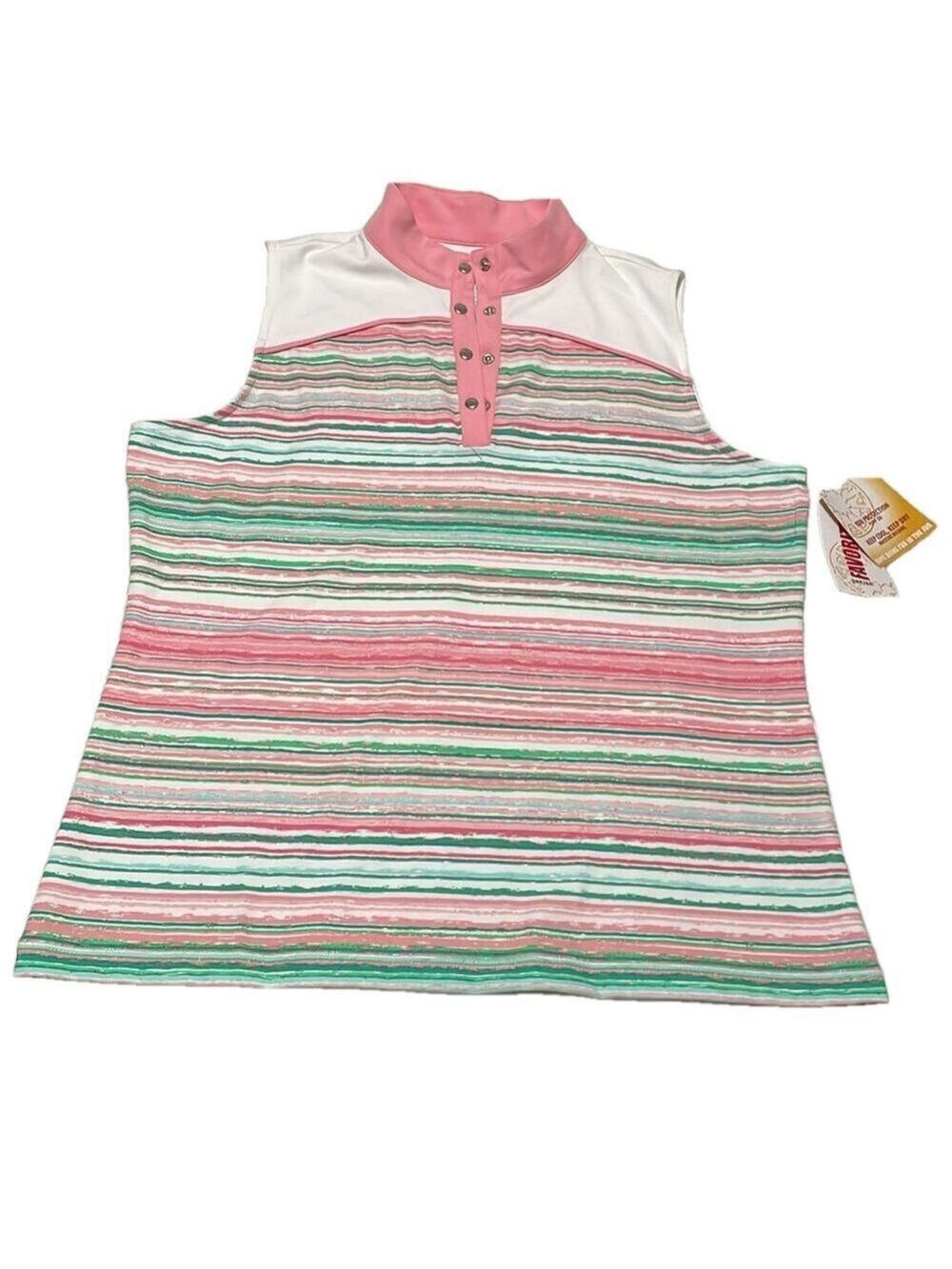 Ruby Rd You Green and Pink Golf Sleeveless Top Sz PM